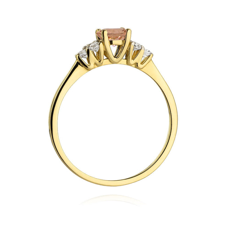 Inel Aur 9K cu Morganit 0.40 ct si Diamante Naturale 0.18 ct, imaginea 3 din 8