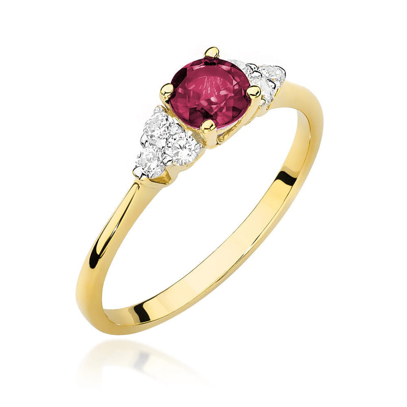 Inel Aur 9K cu Rubin 0.60 ct si Diamante Naturale 0.18 ct — Aur galben