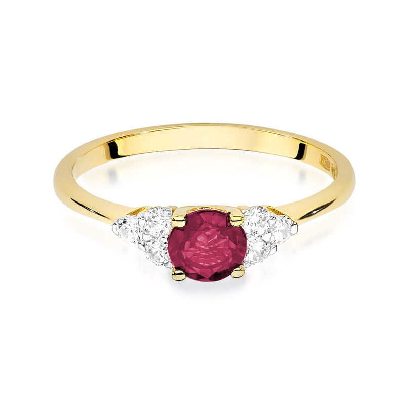 Inel Aur 9K cu Rubin 0.60 ct si Diamante Naturale 0.18 ct, imaginea 2 din 8