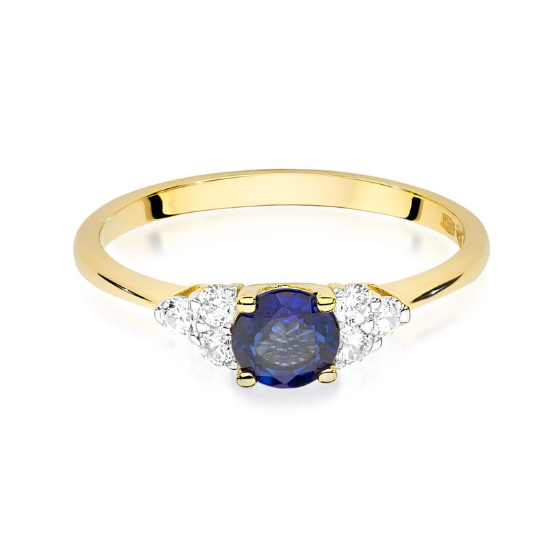 Inel Aur 9K cu Safir 0.50 ct si Diamante Naturale 0.18 ct, imaginea 2 din 8