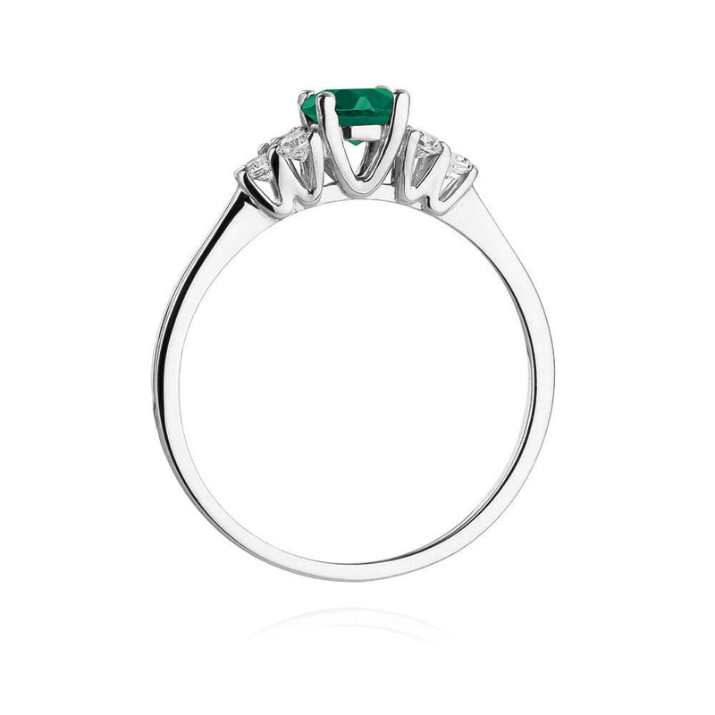 Inel Aur 9K cu Smarald 0.50 ct si Diamante Naturale 0.18 ct, imaginea 7 din 8