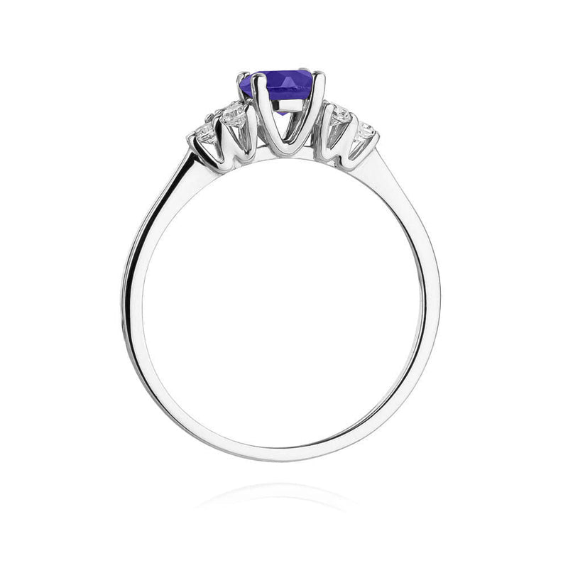 Inel Aur 9K cu Tanzanit 0.50 ct si Diamante Naturale 0.18 ct, imaginea 7 din 8