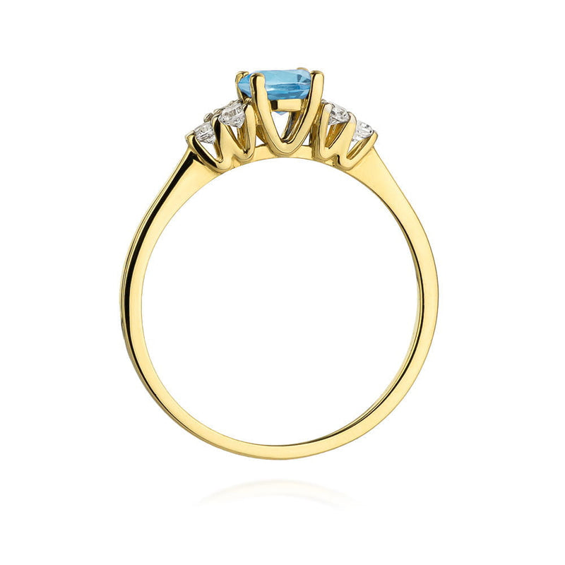 Inel Aur 9K cu Topaz Swiss 0.50 ct si Diamante Naturale 0.18 ct, imaginea 3 din 8