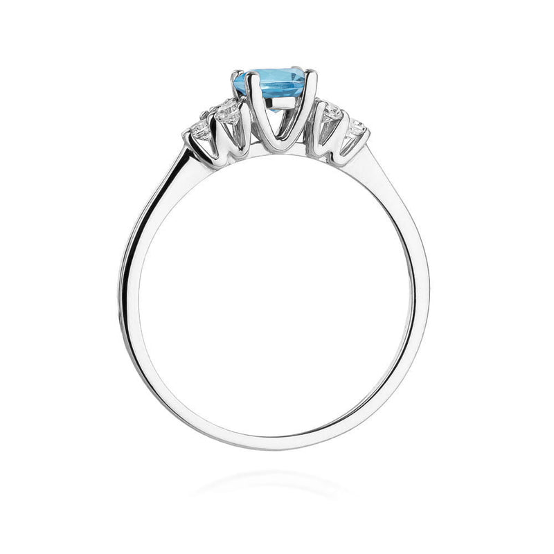 Inel Aur 9K cu Topaz Swiss 0.50 ct si Diamante Naturale 0.18 ct, imaginea 7 din 8