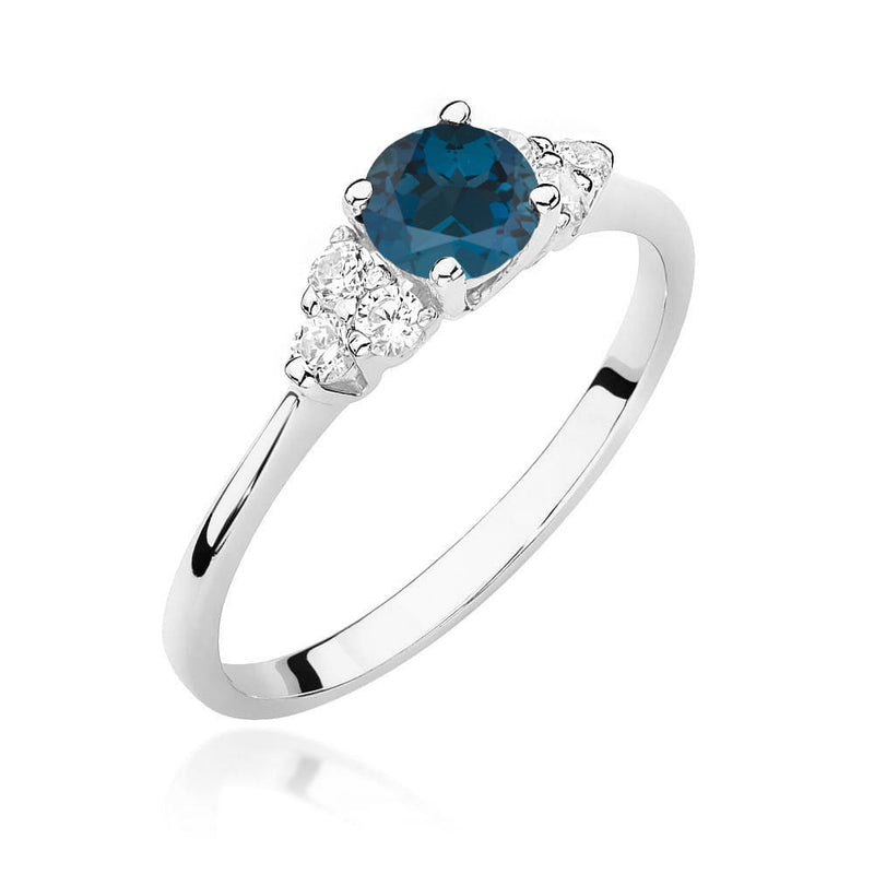 Inel Aur 9K cu Topaz London Blue 0.50 ct si Diamante Naturale 0.18 ct, imaginea 5 din 8