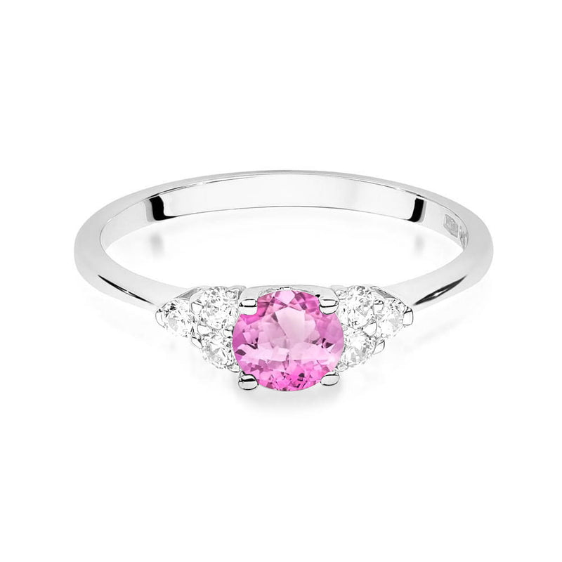 Inel Aur 9K cu Topaz Roz 0.60 ct si Diamante Naturale 0.18 ct, imaginea 6 din 8