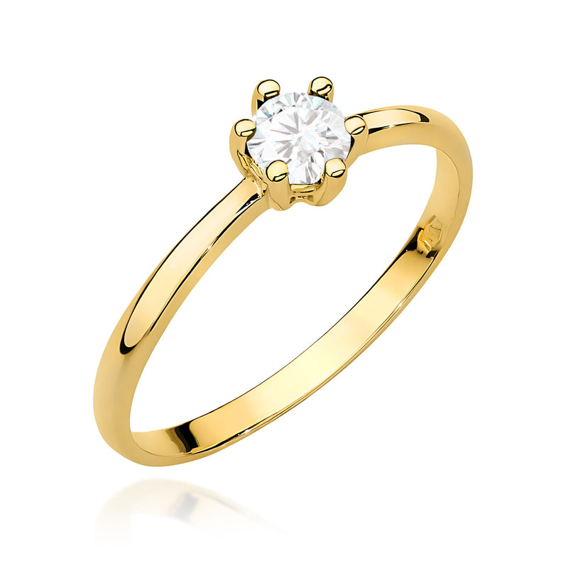 Inel Aur 9K cu Diamant Natural 0.30 ct — Aur galben