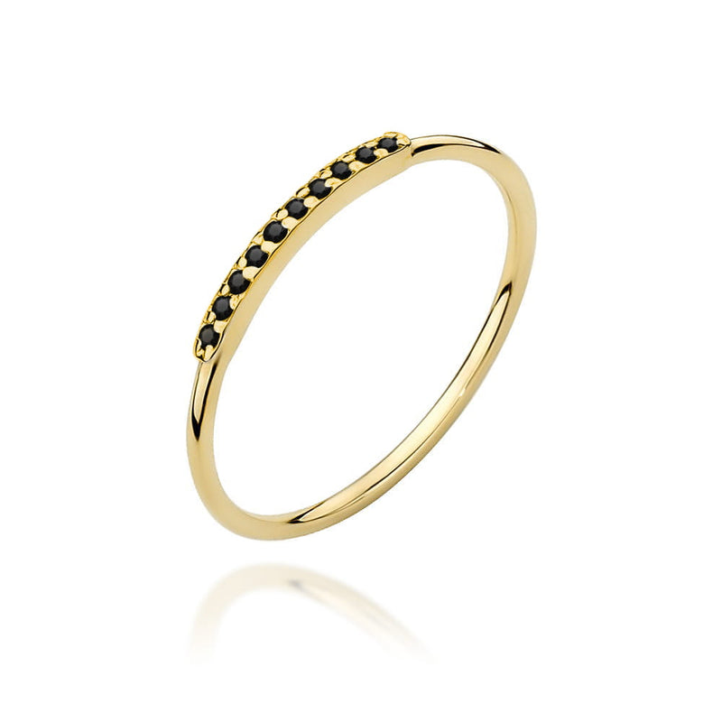 Inel Aur 9K cu Diamante Naturale Negre 0.05 ct — Aur galben