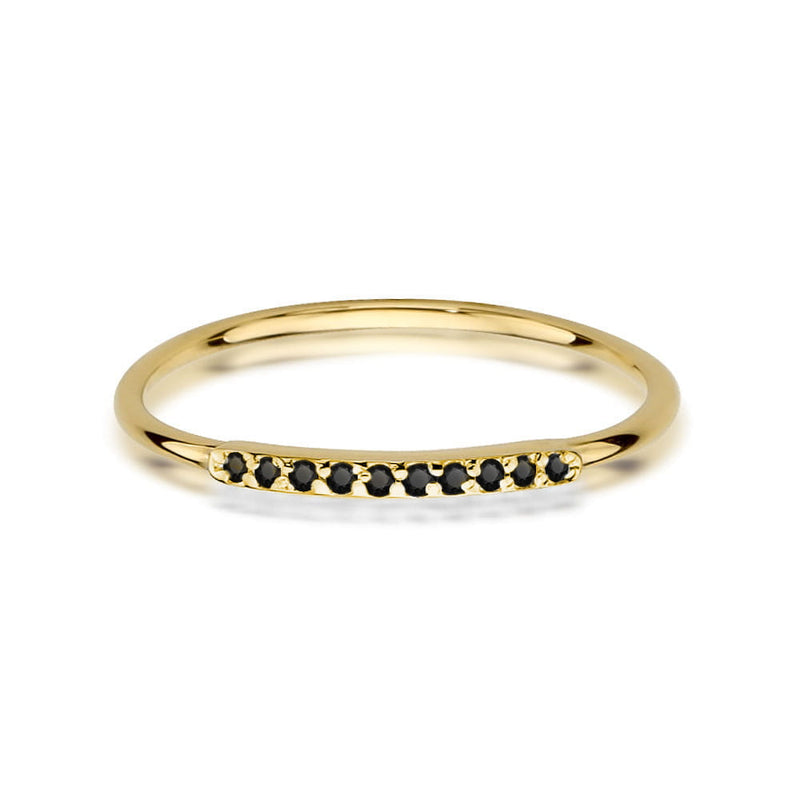 Inel Aur 9K cu Diamante Naturale Negre 0.05 ct, imaginea 2 din 8