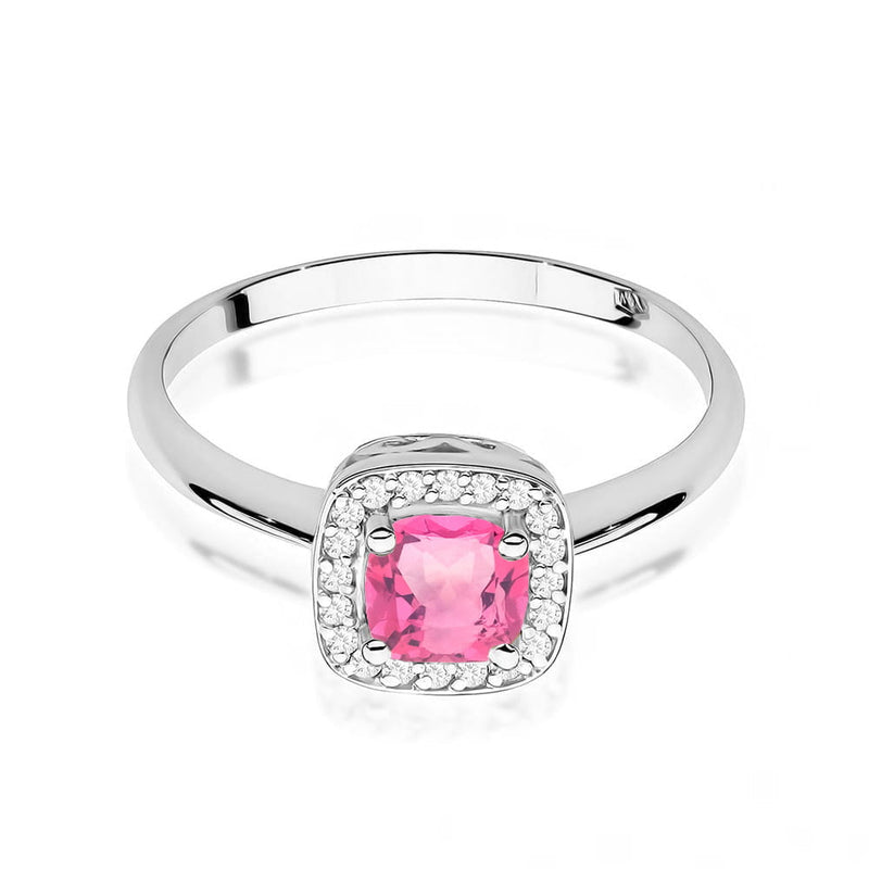 Inel Aur 9K cu Topaz Roz 0.65 ct si Diamante Naturale 0.10 ct, imaginea 6 din 8