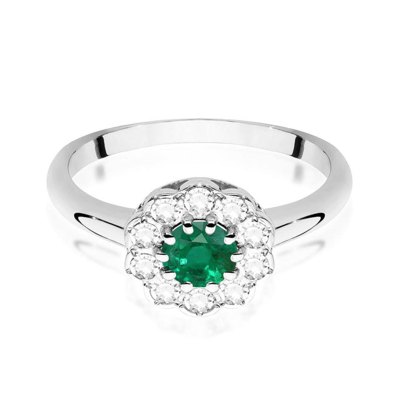 Inel Aur 9K cu Smarald 0.50 ct si Diamante Naturale 0.30 ct, imaginea 5 din 6
