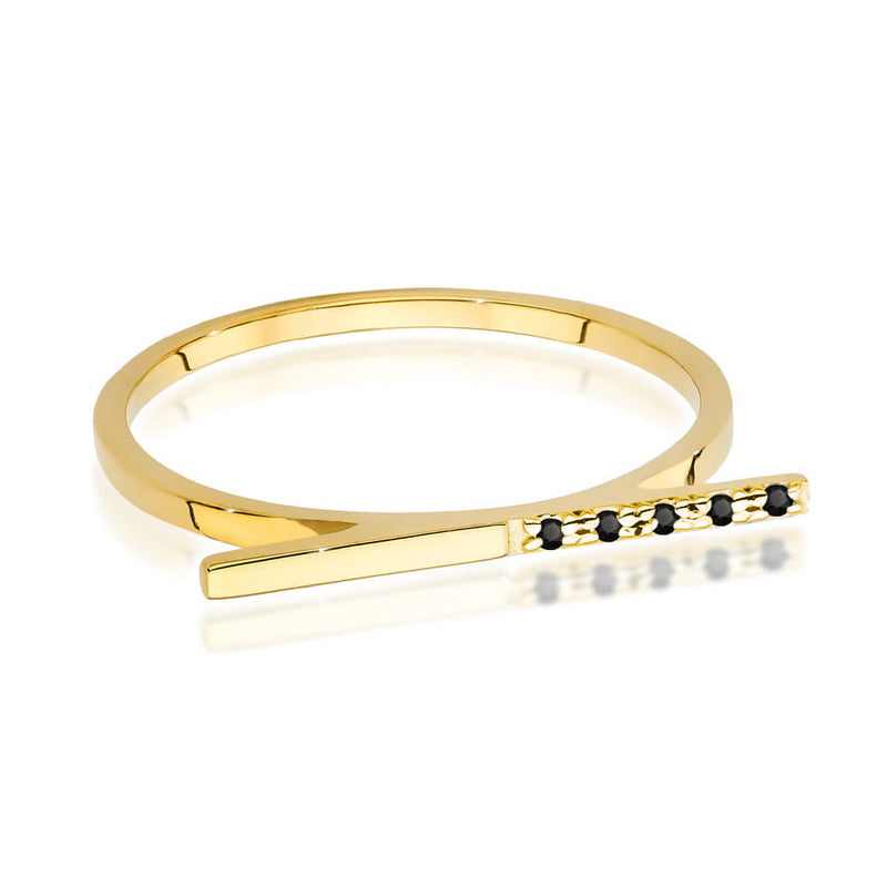 Inel Aur 9K cu Diamante Naturale Negre 0.03 ct, imaginea 2 din 6