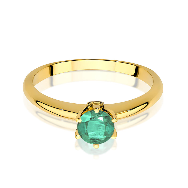 Inel Aur 9K cu Smarald 0.50 ct si Diamante Naturale 0.04 ct, imaginea 2 din 8