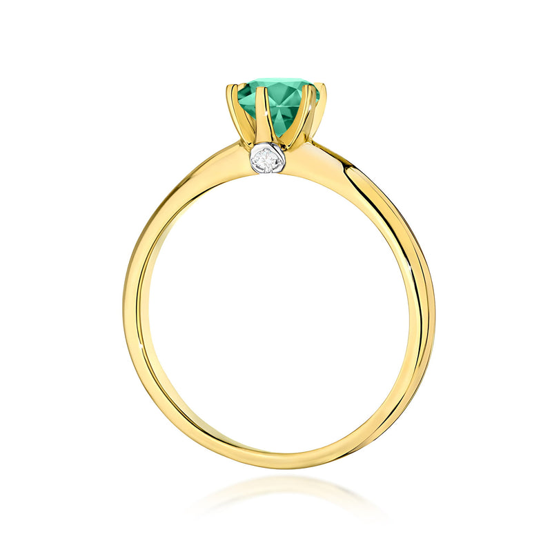 Inel Aur 9K cu Smarald 0.50 ct si Diamante Naturale 0.04 ct, imaginea 3 din 8