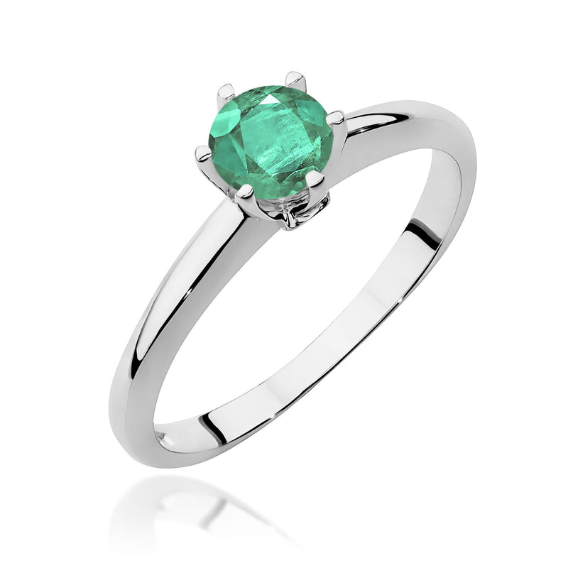 Inel Aur 9K cu Smarald 0.50 ct si Diamante Naturale 0.04 ct, imaginea 5 din 8