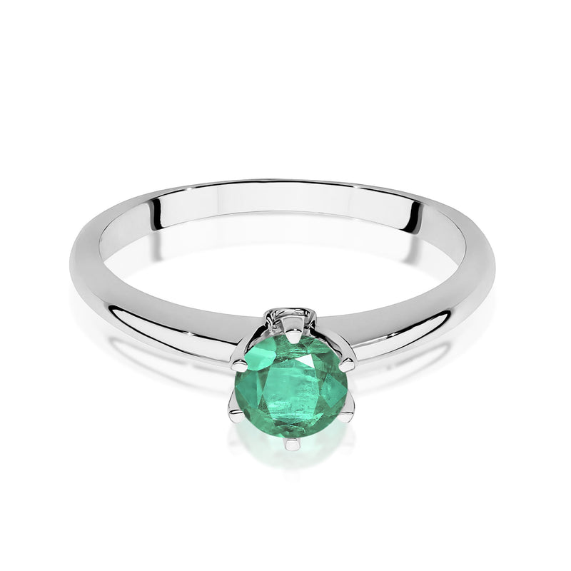 Inel Aur 9K cu Smarald 0.50 ct si Diamante Naturale 0.04 ct, imaginea 6 din 8