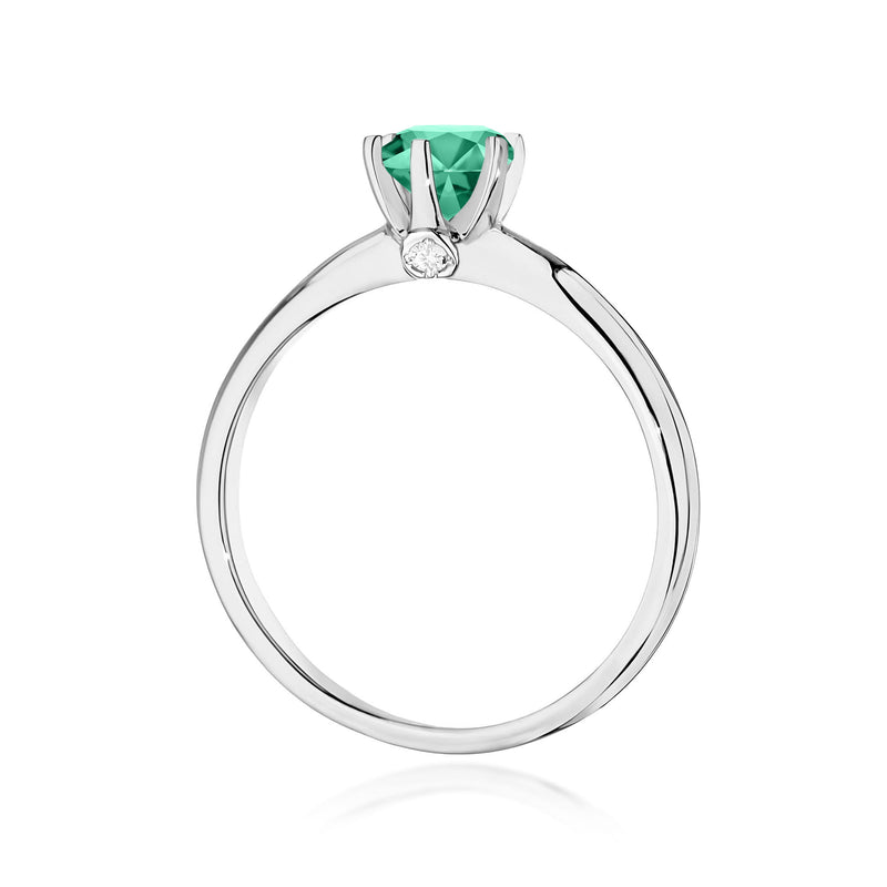 Inel Aur 9K cu Smarald 0.50 ct si Diamante Naturale 0.04 ct, imaginea 7 din 8
