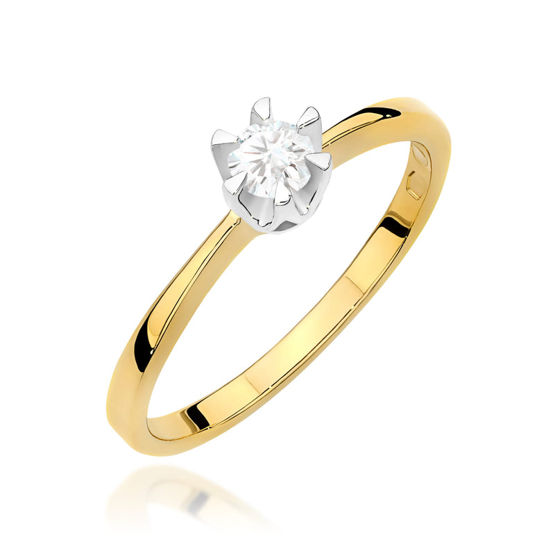Inel Aur 9K cu Diamant Natural 0.20 ct — Aur galben