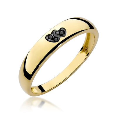 Inel Aur 9K cu Diamante Naturale Negre 0.02 ct