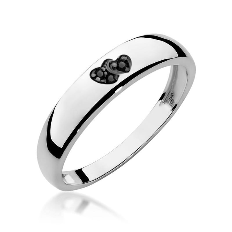 Inel Aur 9K cu Diamante Naturale Negre 0.02 ct, imaginea 5 din 8