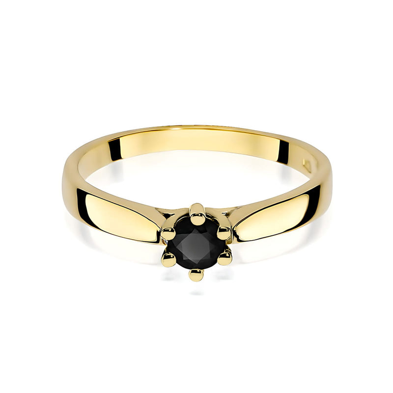 Inel Aur 9K cu Diamant Natural Negru 0.30 ct, imaginea 2 din 8