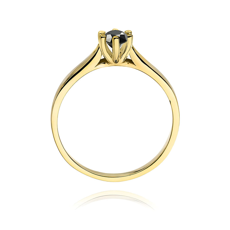 Inel Aur 9K cu Diamant Natural Negru 0.30 ct, imaginea 3 din 8