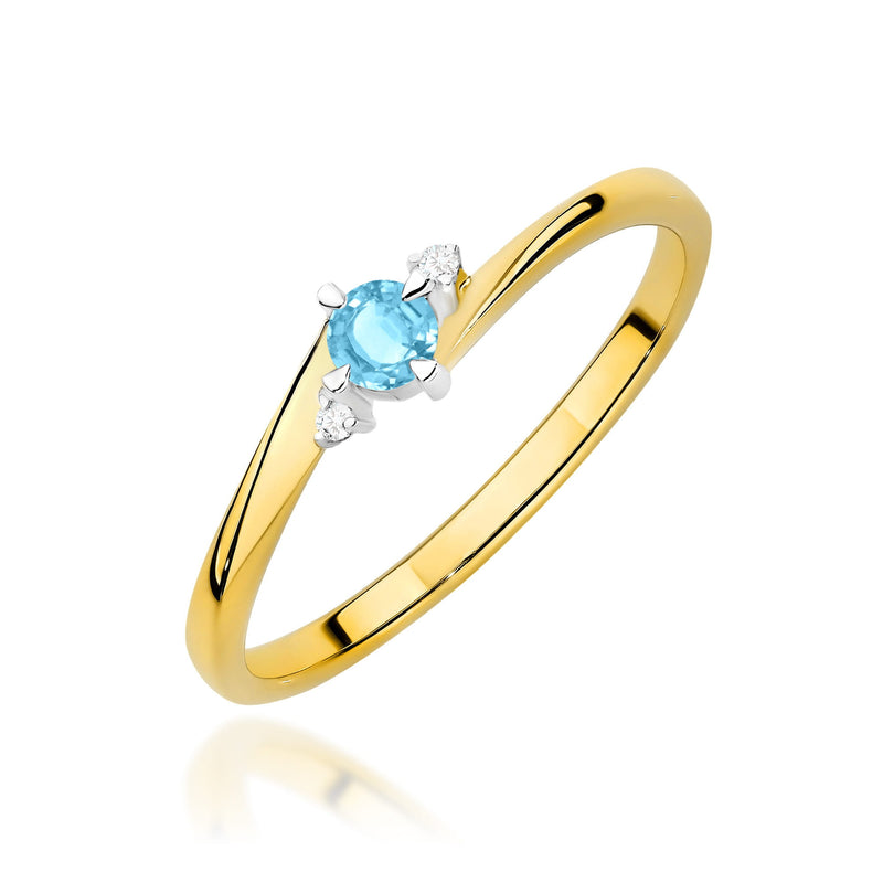 Inel Aur 9K cu Topaz Swiss 0.15 ct si Diamante Naturale 0.02 ct — Aur galben