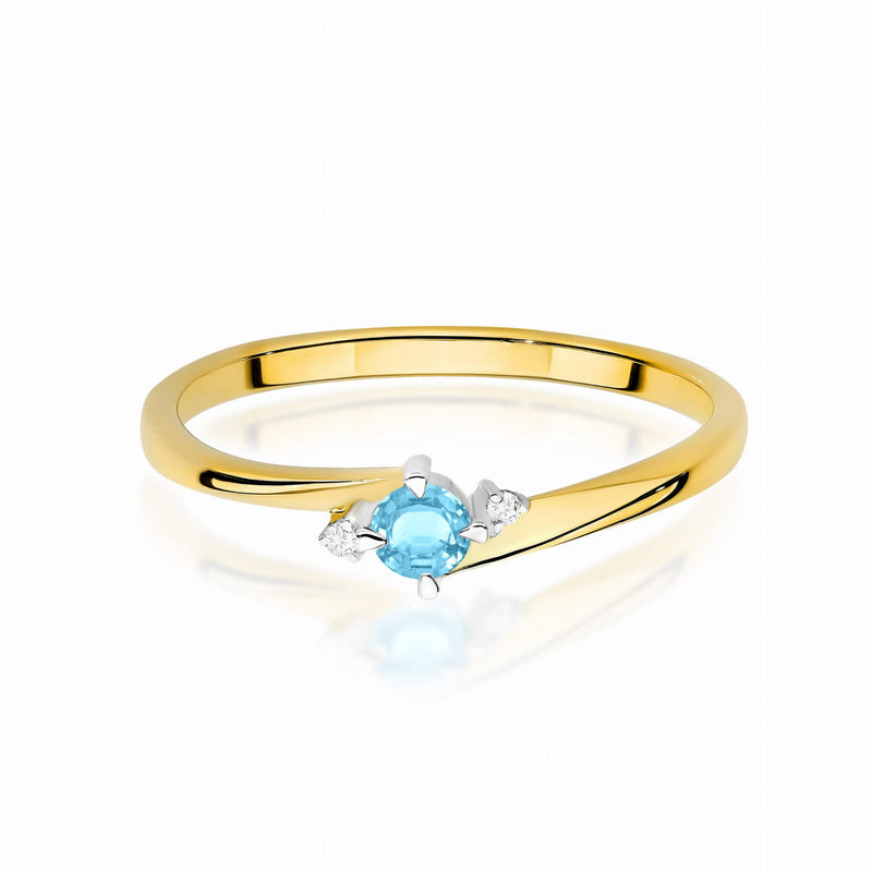 Inel Aur 9K cu Topaz Swiss 0.15 ct si Diamante Naturale 0.02 ct, imaginea 2 din 8