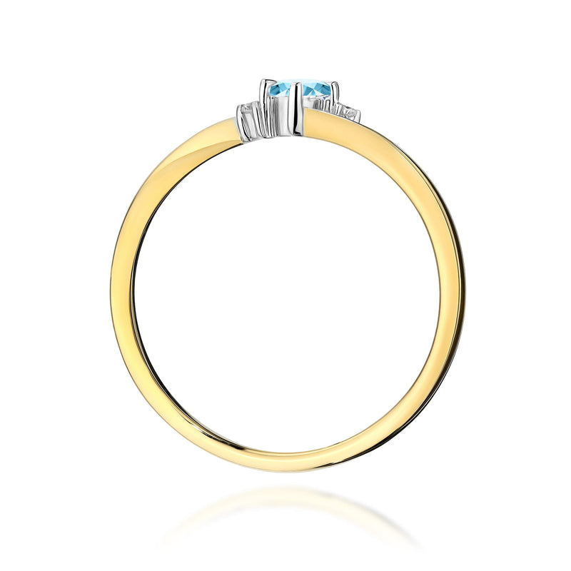 Inel Aur 9K cu Topaz Swiss 0.15 ct si Diamante Naturale 0.02 ct, imaginea 3 din 8