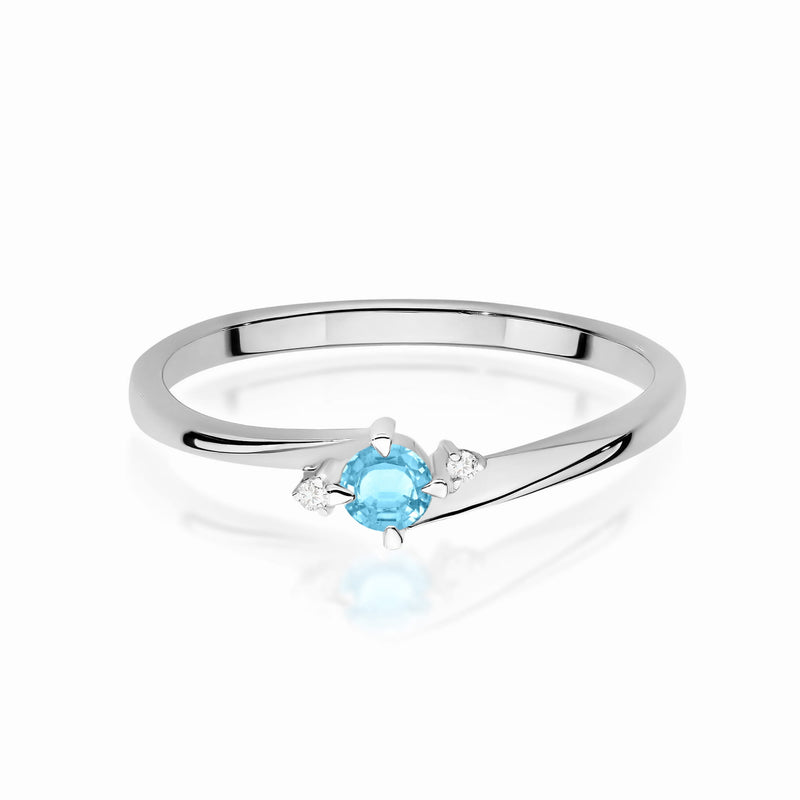 Inel Aur 9K cu Topaz Swiss 0.15 ct si Diamante Naturale 0.02 ct, imaginea 6 din 8