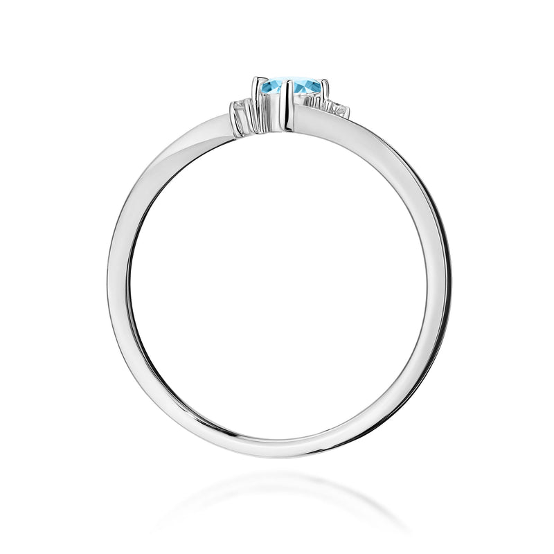 Inel Aur 9K cu Topaz Swiss 0.15 ct si Diamante Naturale 0.02 ct, imaginea 7 din 8
