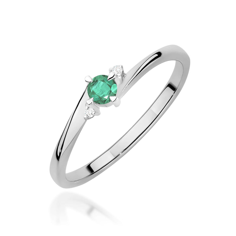 Inel Aur 9K cu Smarald 0.15 ct si Diamante Naturale 0.03 ct, imaginea 5 din 8