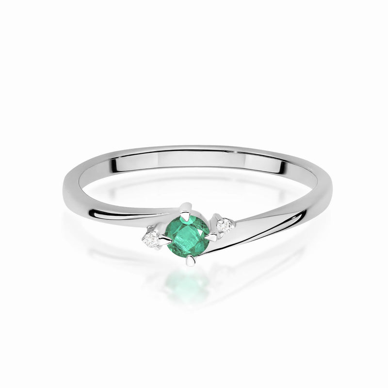 Inel Aur 9K cu Smarald 0.15 ct si Diamante Naturale 0.03 ct, imaginea 6 din 8