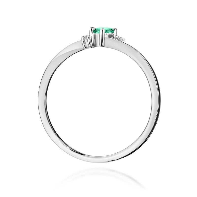 Inel Aur 9K cu Smarald 0.15 ct si Diamante Naturale 0.03 ct, imaginea 7 din 8