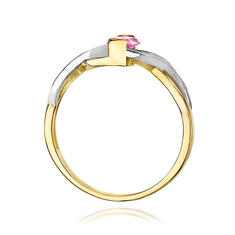 Inel Aur 9K cu Safir Roz 0.45 ct si Diamante Naturale 0.05 ct, imaginea 3 din 8