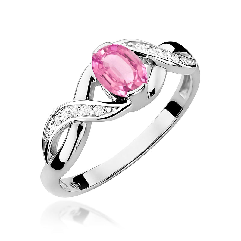 Inel Aur 9K cu Safir Roz 0.45 ct si Diamante Naturale 0.05 ct, imaginea 5 din 8