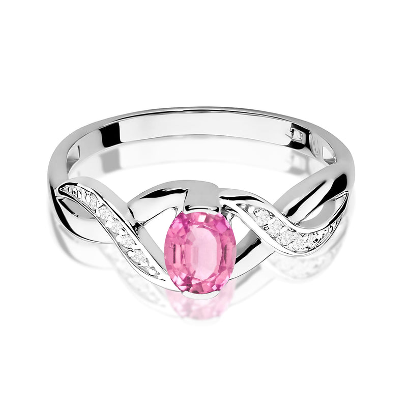 Inel Aur 9K cu Safir Roz 0.45 ct si Diamante Naturale 0.05 ct, imaginea 6 din 8