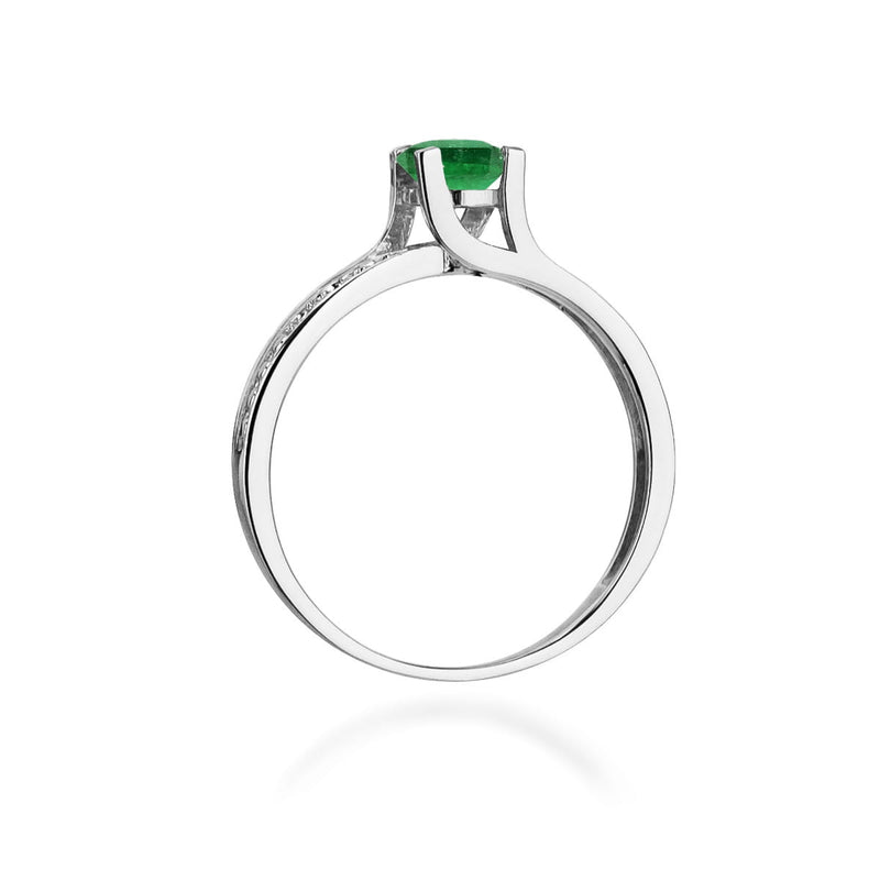 Inel Aur 9K cu Smarald 0.50 ct si Diamante Naturale 0.03 ct, imaginea 7 din 8