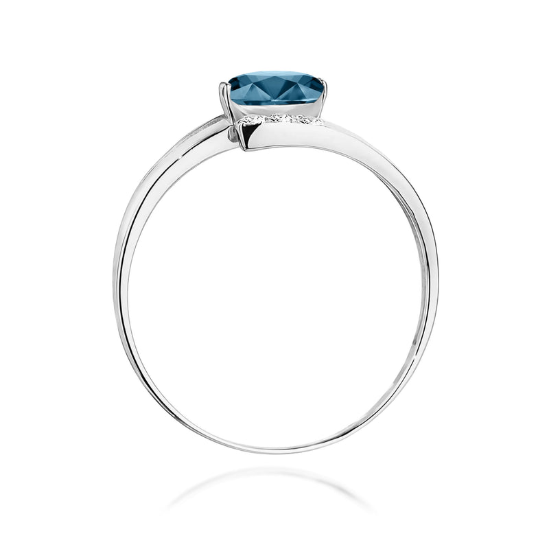 Inel Aur 9K cu Topaz London Blue 0.50 ct si Diamante Naturale 0.05 ct, imaginea 11 din 12