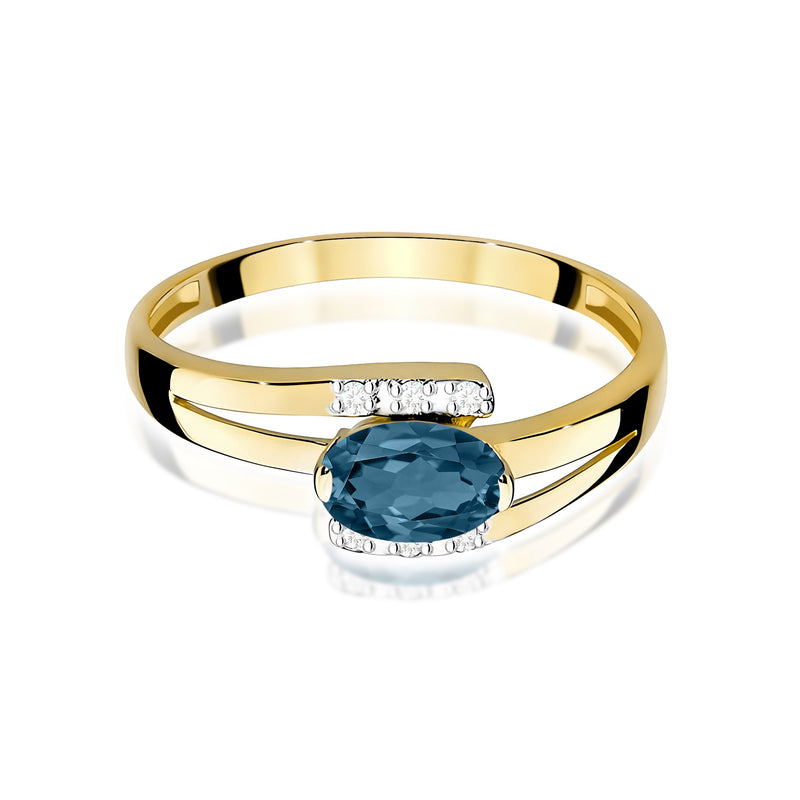 Inel Aur 9K cu Topaz London Blue 0.50 ct si Diamante Naturale 0.05 ct, imaginea 2 din 12