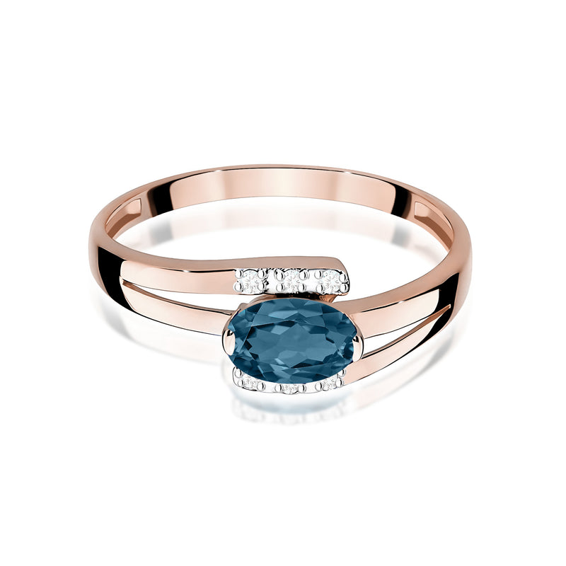 Inel Aur 9K cu Topaz London Blue 0.50 ct si Diamante Naturale 0.05 ct, imaginea 6 din 12