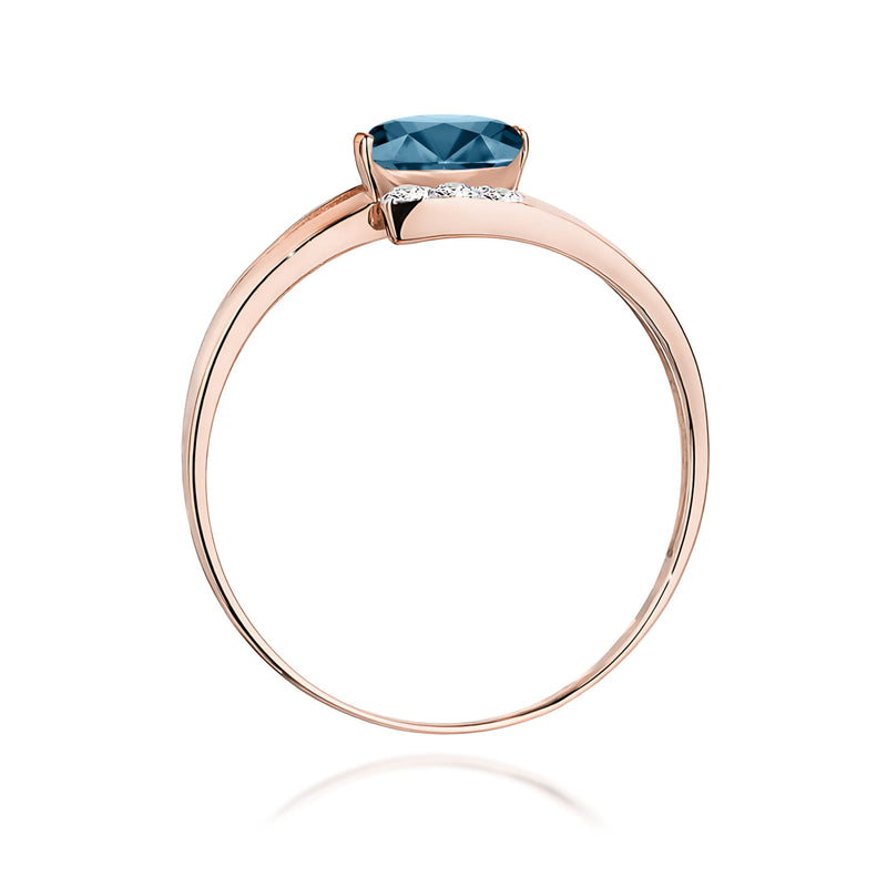 Inel Aur 9K cu Topaz London Blue 0.50 ct si Diamante Naturale 0.05 ct, imaginea 7 din 12