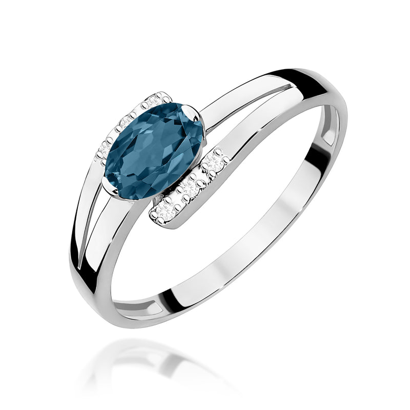 Inel Aur 9K cu Topaz London Blue 0.50 ct si Diamante Naturale 0.05 ct, imaginea 9 din 12