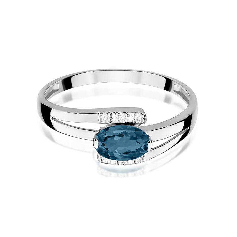 Inel Aur 9K cu Topaz London Blue 0.50 ct si Diamante Naturale 0.05 ct, imaginea 10 din 12