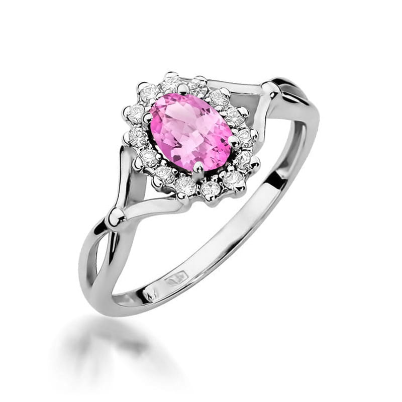 Inel Aur 9K cu Safir Roz 0.45 ct si Diamante Naturale 0.12 ct, imaginea 5 din 8