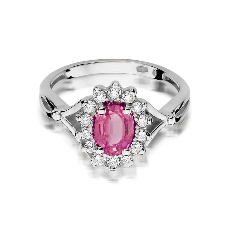 Inel Aur 9K cu Topaz Roz 0.50 ct si Diamante Naturale 0.28 ct, imaginea 6 din 8