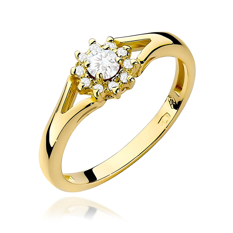 Inel Aur 9K cu Diamante Naturale 0.19 ct — Aur galben