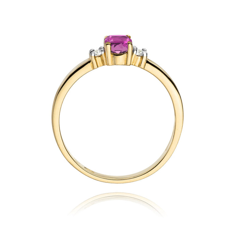 Inel Aur 9K cu Safir Roz 0.45 ct si Diamante Naturale 0.08 ct, imaginea 3 din 8