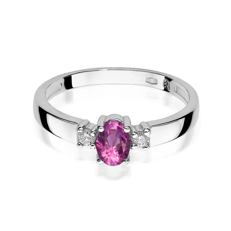 Inel Aur 9K cu Safir Roz 0.45 ct si Diamante Naturale 0.08 ct, imaginea 6 din 8