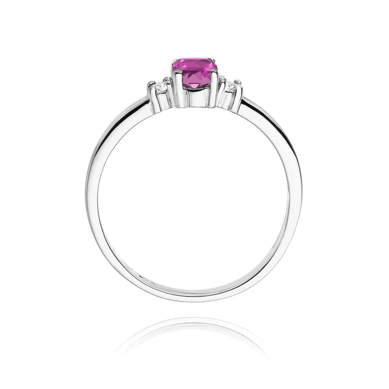 Inel Aur 9K cu Safir Roz 0.45 ct si Diamante Naturale 0.08 ct, imaginea 7 din 8